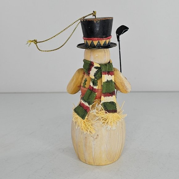 Wood Golfing Snowman Ornament Christmas Holiday Decor - Picture 5 of 9